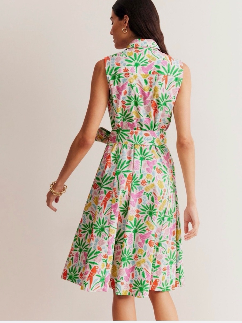 Boden Tropical Print Amy Sleeveless Shirt Dress - Picture 5 of 10